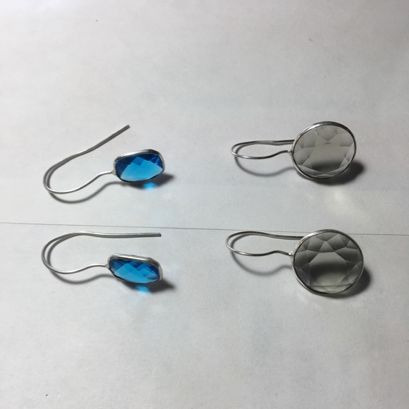 SOLD-bundle two pair topaz and silver earrings-grey/yellow and blue - Picture 4 of 5